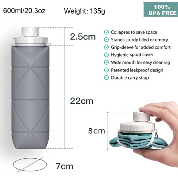 ✨BRAND NEW✨ Mini Foldable Bottle - Gray/White - Picture 6 of 9